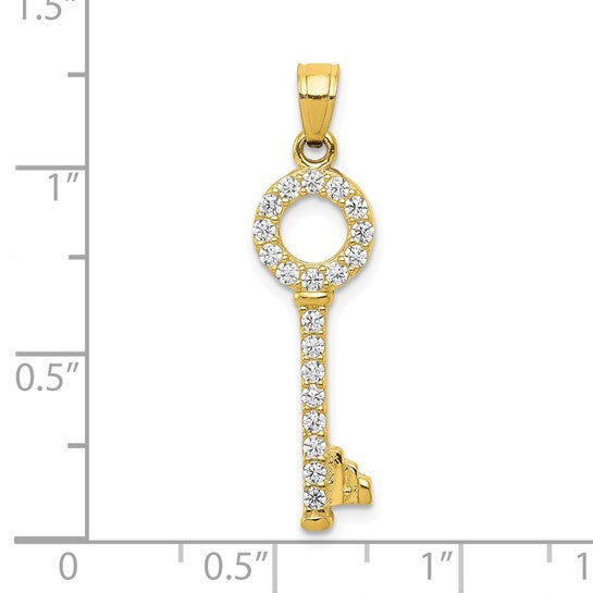 10kt Yellow Gold CZ Key Pendant