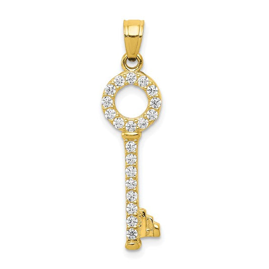 10kt Yellow Gold CZ Key Pendant