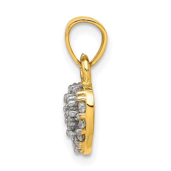 10kt Yellow Gold CZ Cluster Heart Charm