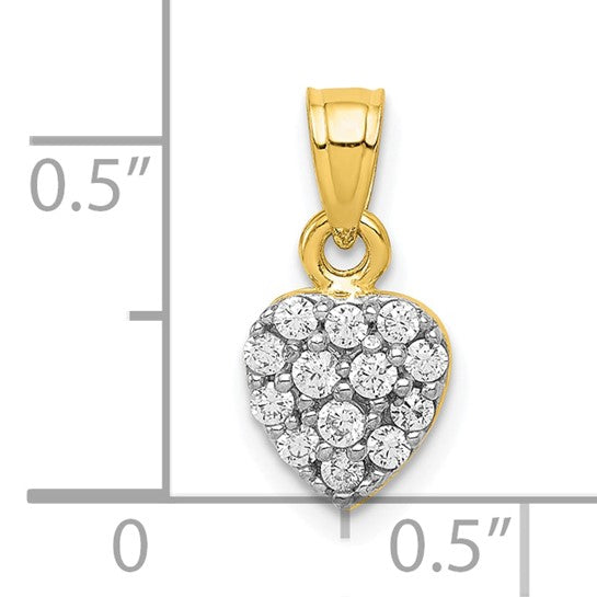 10kt Yellow Gold CZ Cluster Heart Charm