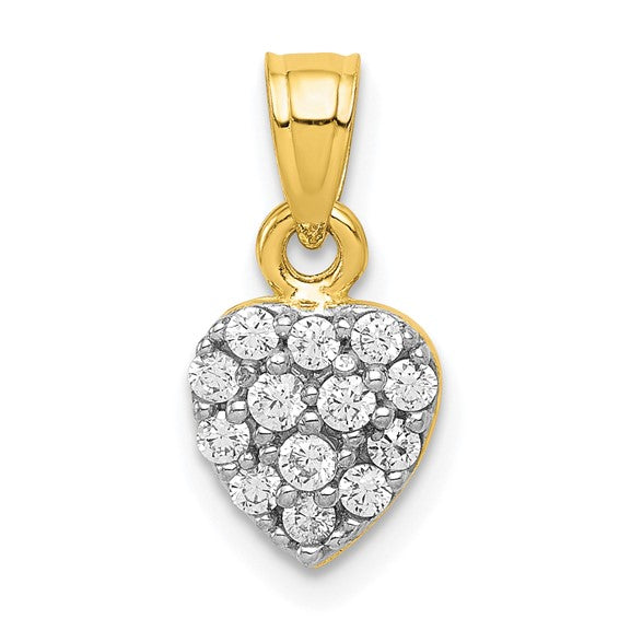 10kt Yellow Gold CZ Cluster Heart Charm