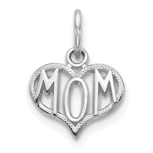 10kt White Gold Mom Charm