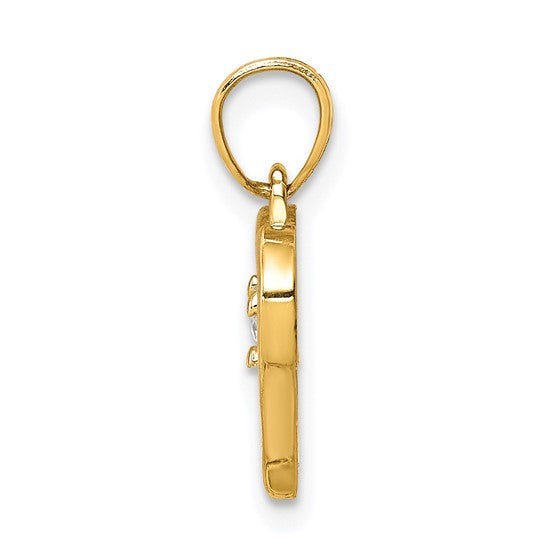 10kt Yellow Gold CZ Heart Charm