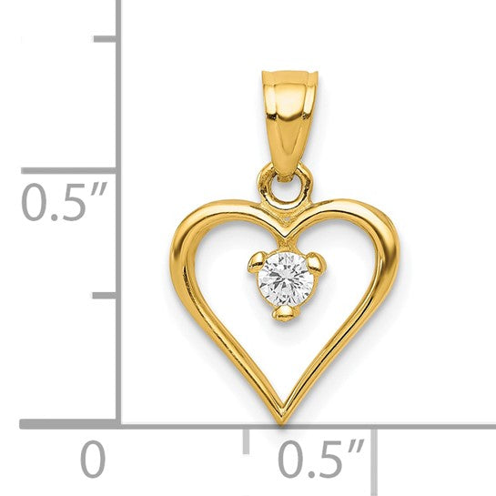 10kt Yellow Gold CZ Heart Charm