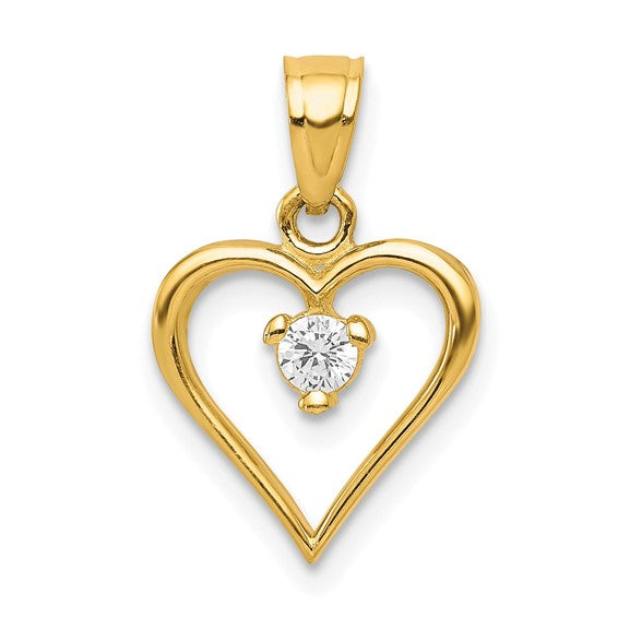 10kt Yellow Gold CZ Heart Charm