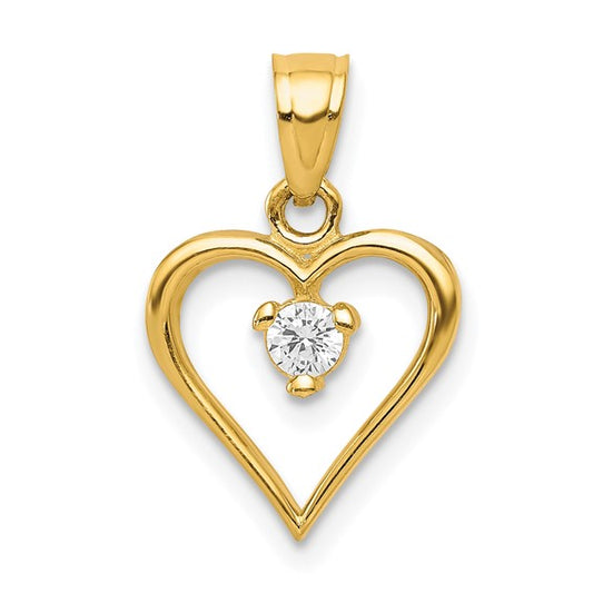 10kt Yellow Gold CZ Heart Charm