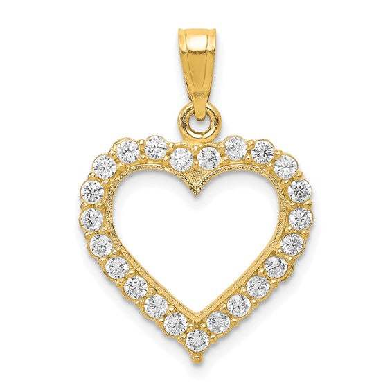 10kt Yellow Gold CZ Heart Pendant