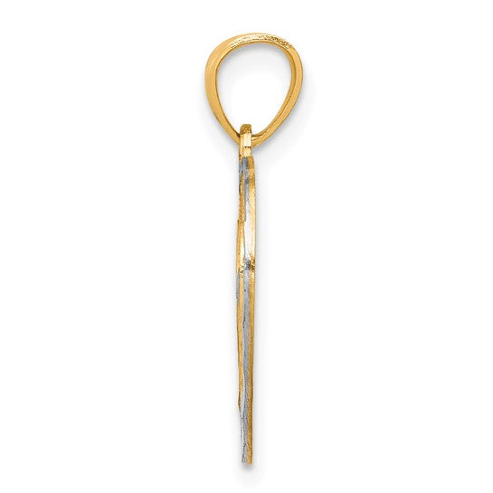 10KT Yellow Gold w/Rhodium Heart Charm