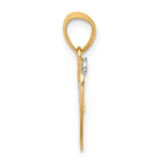 10KT Yellow Gold w/ Rhodium I LOVE YOU Heart Charm