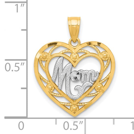 10kt Yellow Gold & Rhodium MOM Heart Charm