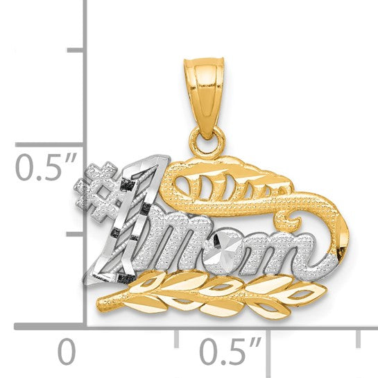 10KT Yellow Gold w/Rhodium #1 MOM Charm