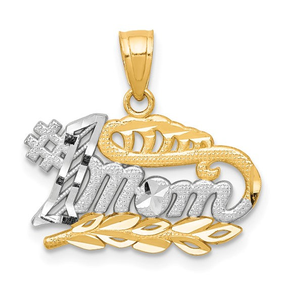 10KT Yellow Gold w/Rhodium #1 MOM Charm