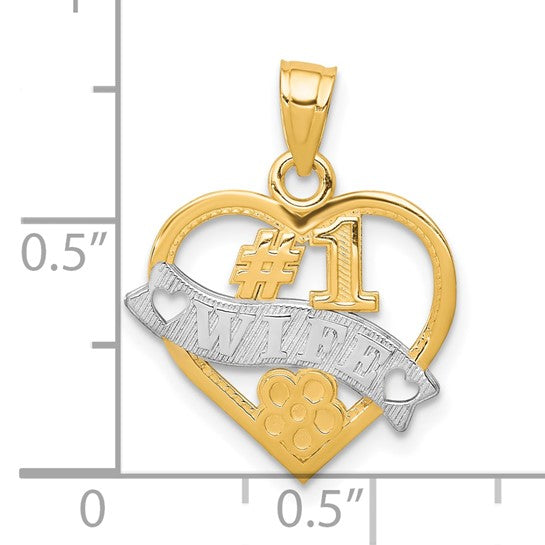 10kt Yellow Gold w/Rhodium #1 WIFE Heart Charm
