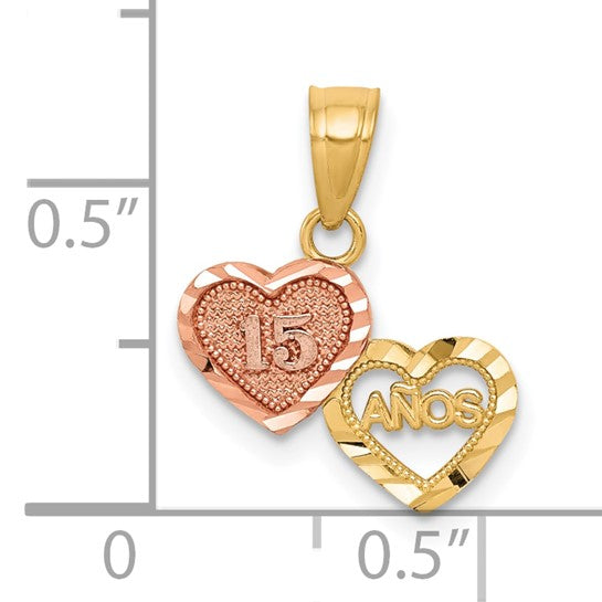 10KT Two-Tone Small 15 ANOS Charm