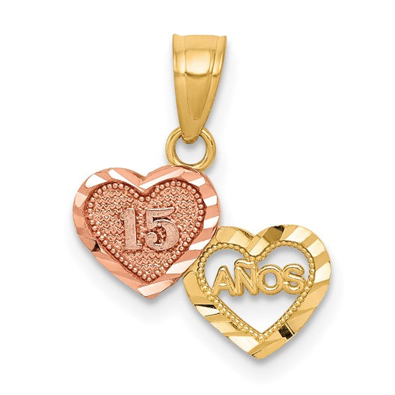 10KT Two-Tone Small 15 ANOS Charm