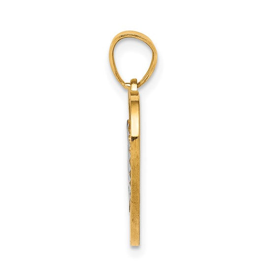 10KT Two-tone w/White Rhodium 15 Heart Pendant