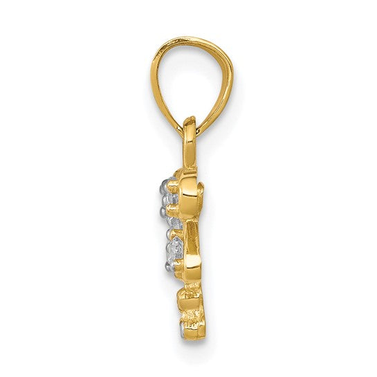 10KT Yellow Gold w/ Rhodium CZ Dragonfly Charm