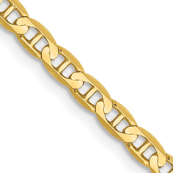 10kt Yellow Gold 3mm Concave Anchor Chain