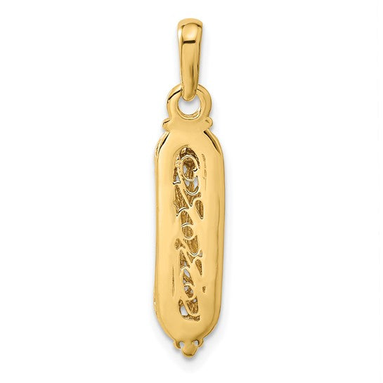 10kt Yellow Gold & Rhodium Mezuzah w/Shin Charm