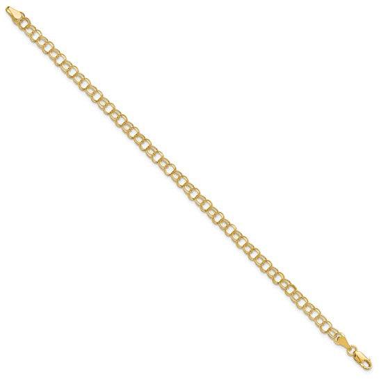 10KT Yellow Gold Solid Double Link Charm Bracelet