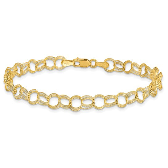 10kt Yellow Gold Triple Link Charm Bracelet