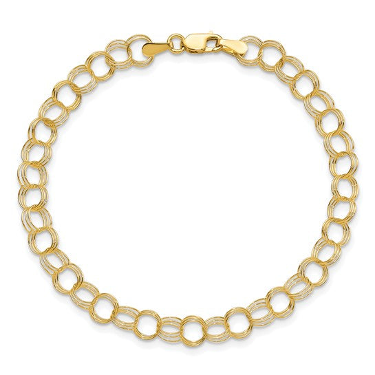 10kt Yellow Gold Triple Link Charm Bracelet