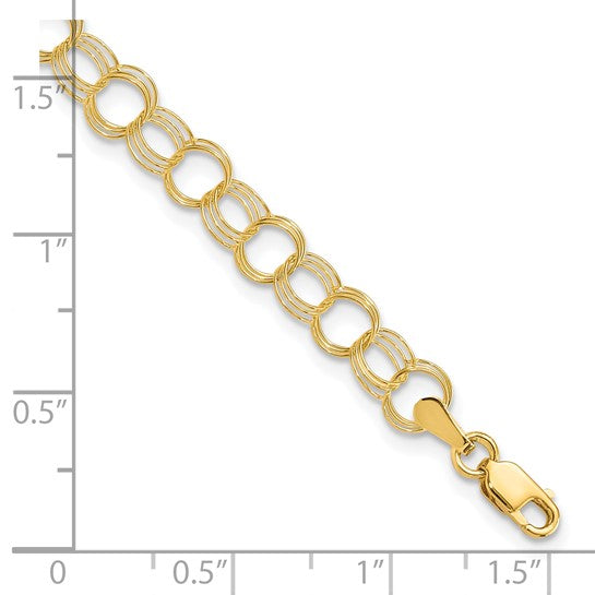 10kt Yellow Gold Triple Link Charm Bracelet