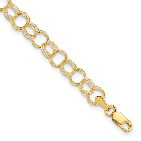 10kt Yellow Gold Triple Link Charm Bracelet