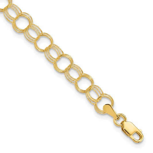 10kt Yellow Gold Triple Link Charm Bracelet