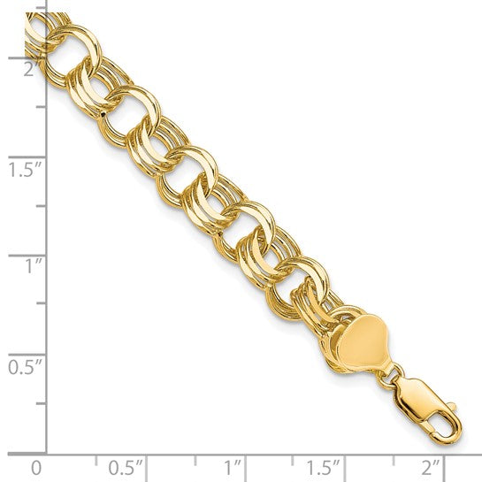 10kt Yellow Gold Triple Link Charm Bracelet