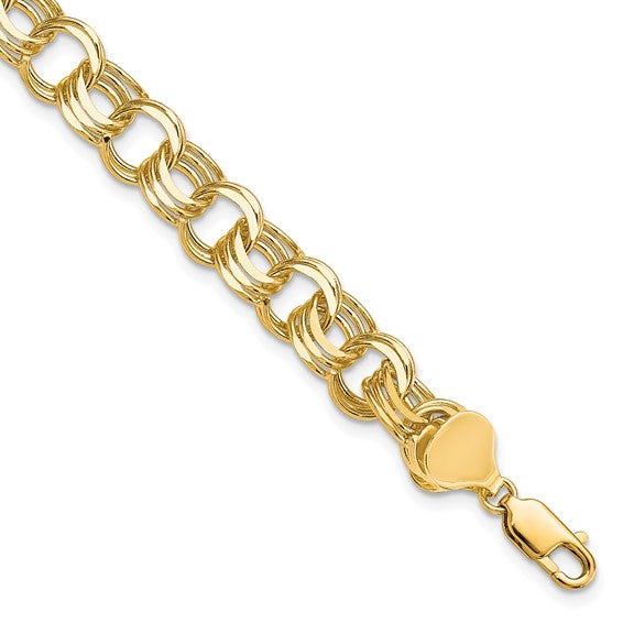 10kt Yellow Gold Triple Link Charm Bracelet