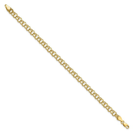 10kt Yellow Gold Solid Double Link Charm Bracelet
