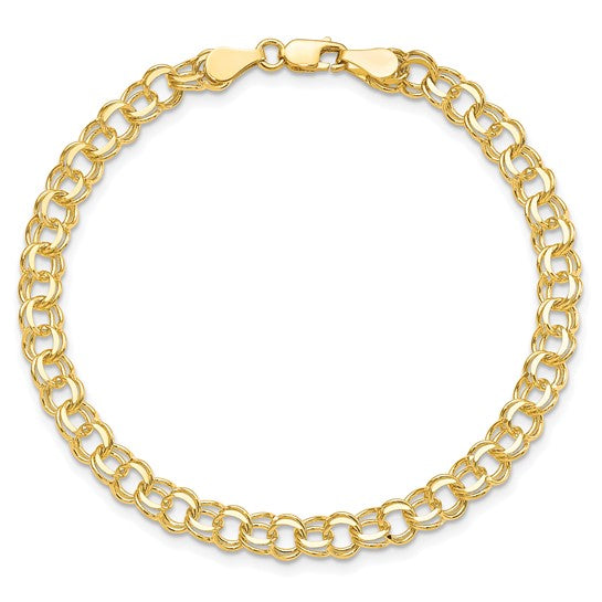 10kt Yellow Gold Solid Double Link Charm Bracelet