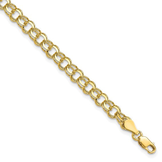 10kt Yellow Gold Solid Double Link Charm Bracelet