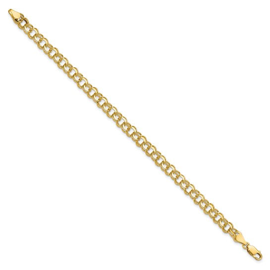 10kt Yellow Gold Solid Double Link Charm Bracelet