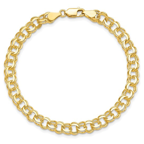 10kt Yellow Gold Solid Double Link Charm Bracelet