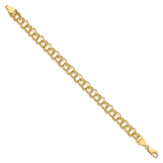 10kt Yellow Gold Solid Double Link Charm Bracelet