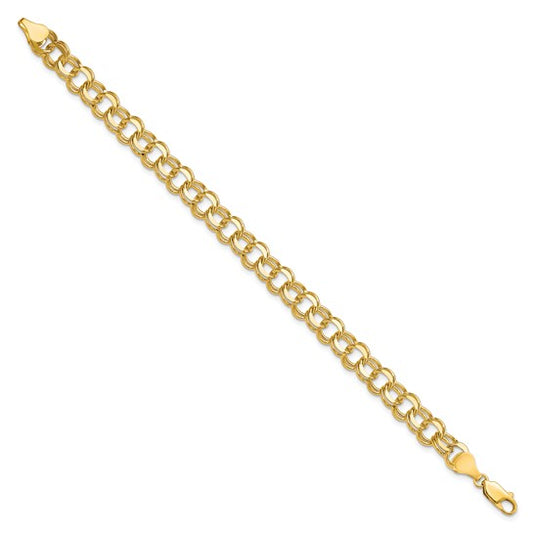 10kt Yellow Gold Solid Double Link Charm Bracelet
