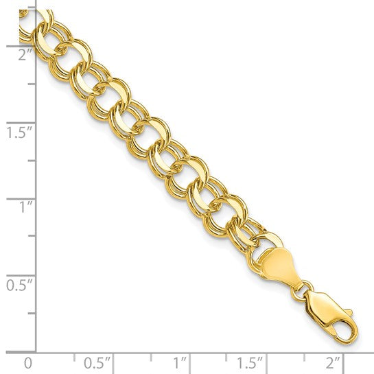 10kt Yellow Gold Solid Double Link Charm Bracelet