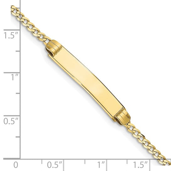 10kt Yellow Gold Flat Curb Link ID Bracelet