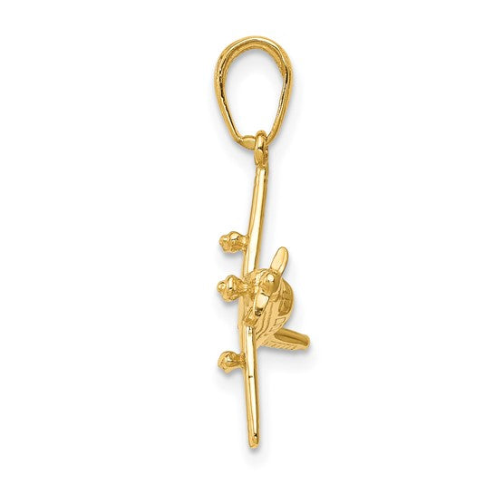 10kt Yellow Gold 3-D Low-Wing Airplane Pendant