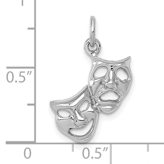 10kt White Gold Polished Open-Backed Comedy/Tragedy Charm