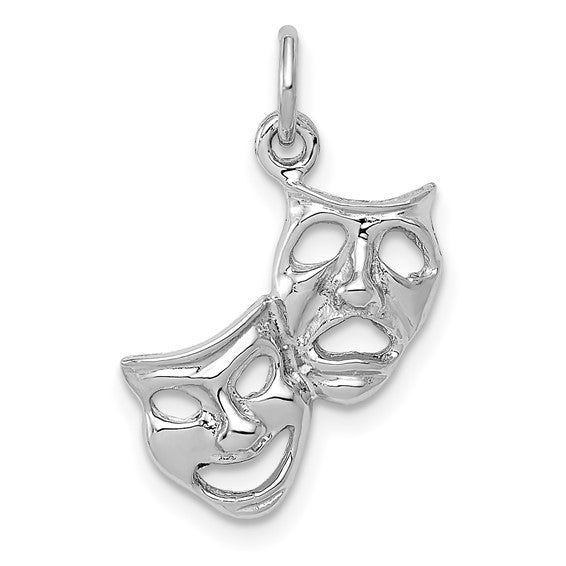 10kt White Gold Polished Open-Backed Comedy/Tragedy Charm