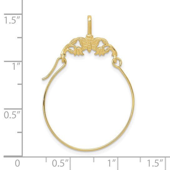 10kt Yellow Gold Polished Butterflies Charm Holder