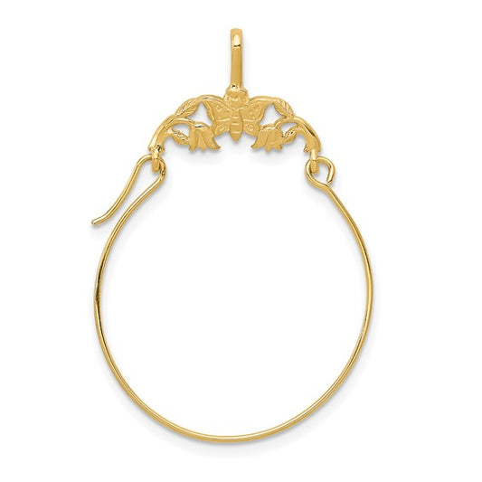 10kt Yellow Gold Polished Butterflies Charm Holder