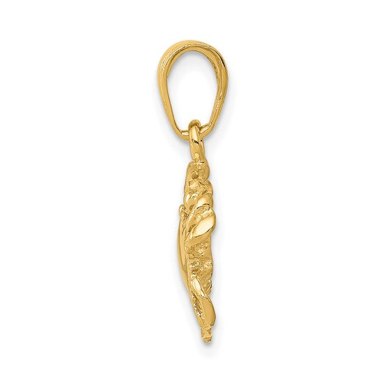 10kt Yellow Gold Solid Polished Open-Backed Crab Pendant