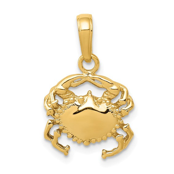 10kt Yellow Gold Solid Polished Open-Backed Crab Pendant