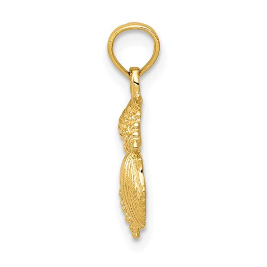 10kt Yellow Gold Solid Polished Mini Shell Cluster Pendant