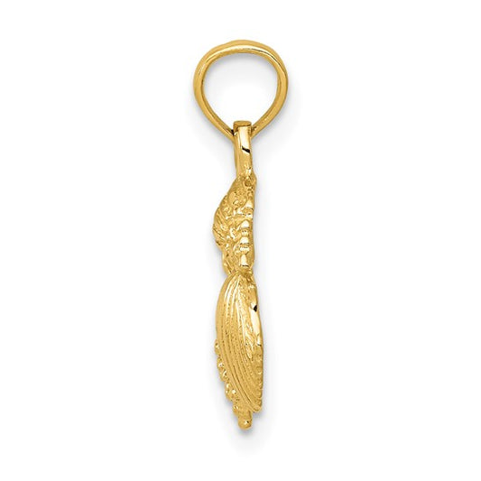10kt Yellow Gold Solid Polished Mini Shell Cluster Pendant