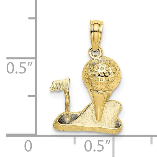 10kt Yellow Gold Solid Polished Golfing Charm